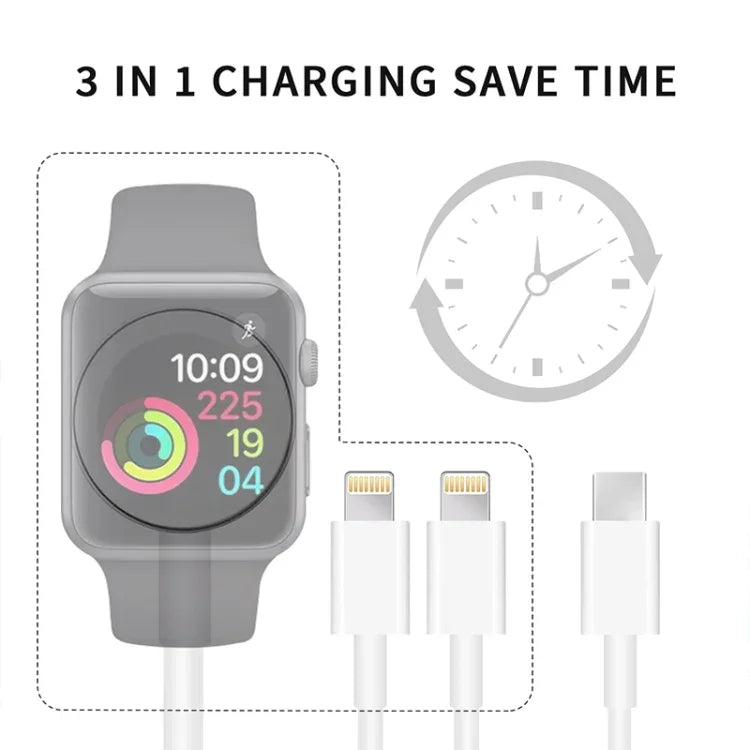 Cáp sạc từ tính 3 trong 1 Type-C cho Apple Watch Series & iPhone dài 4ft/1.2m, DS-XB019