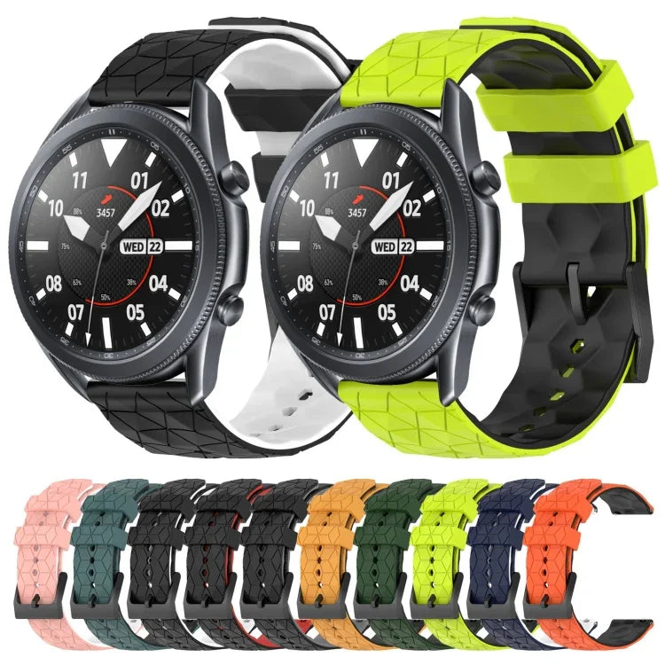 Dây đồng hồ silicone hai màu họa tiết bóng đá 22mm, Dành cho Samsung Galaxy Watch3 45mm, Dành cho Samsung Galaxy Watch 46mm, Dành cho Samsung Gear S3 Classic, Dành cho Samsung Gear S3 Frontier