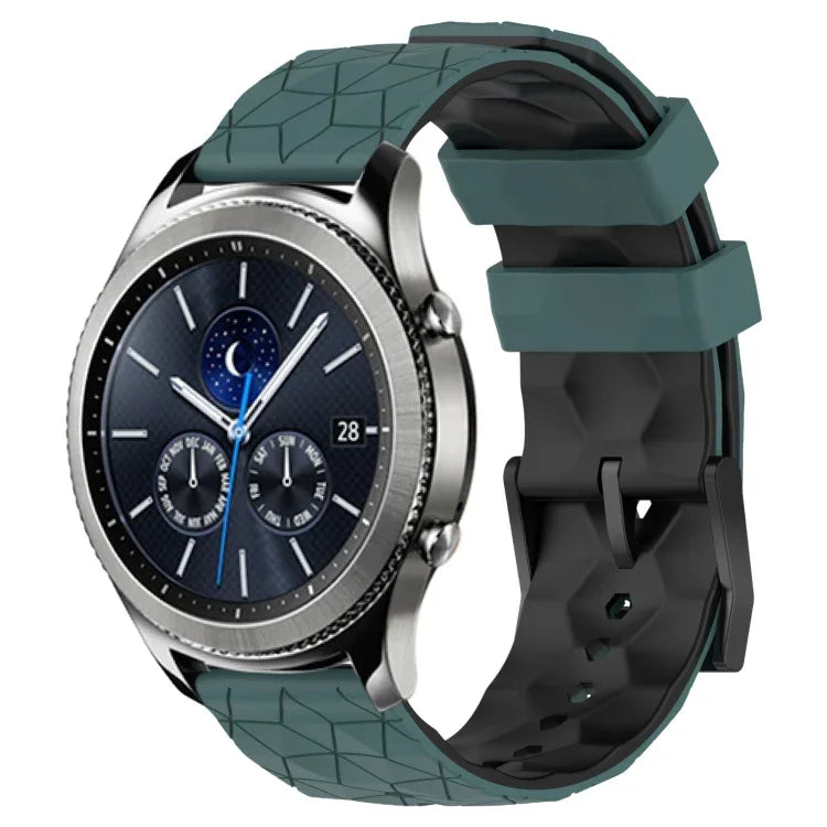 Dây đồng hồ silicone hai màu họa tiết bóng đá 22mm, Dành cho Samsung Galaxy Watch3 45mm, Dành cho Samsung Galaxy Watch 46mm, Dành cho Samsung Gear S3 Classic, Dành cho Samsung Gear S3 Frontier