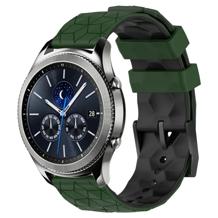 Dây đồng hồ silicone hai màu họa tiết bóng đá 22mm, Dành cho Samsung Galaxy Watch3 45mm, Dành cho Samsung Galaxy Watch 46mm, Dành cho Samsung Gear S3 Classic, Dành cho Samsung Gear S3 Frontier