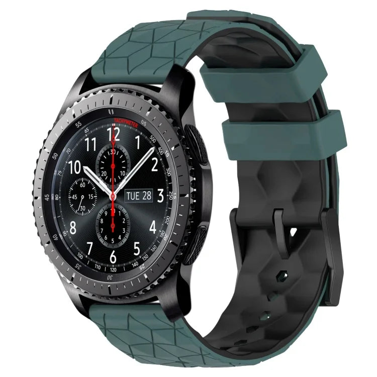Dây đồng hồ silicone hai màu họa tiết bóng đá 22mm, Dành cho Samsung Galaxy Watch3 45mm, Dành cho Samsung Galaxy Watch 46mm, Dành cho Samsung Gear S3 Classic, Dành cho Samsung Gear S3 Frontier