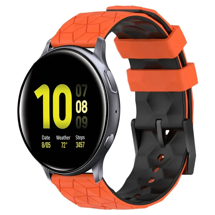 Dây đồng hồ silicone hai màu họa tiết bóng đá 20mm, Dành cho Samsung Galaxy Watch Active 2 44mm, Dành cho Samsung Galaxy Watch 42mm
