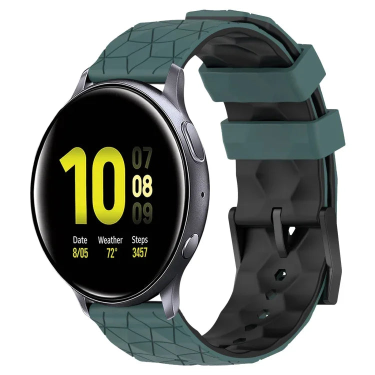 20mm Football Pattern Two-Color Silicone Watch Band, For Samsung Galaxy Watch Active 2 44mm, For Samsung Galaxy Watch 42mm