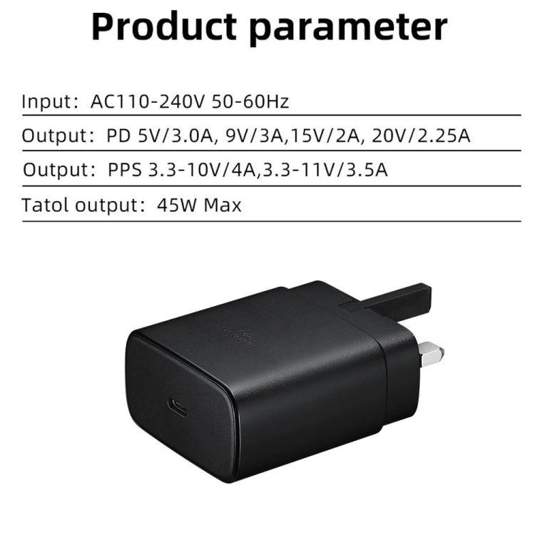 Sạc nhanh 45W cổng USB-C / Type-C M135 kèm cáp Type-C 5A, phích cắm UK, phích cắm UK + cáp Type-C