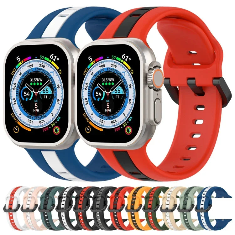 Dây đồng hồ silicone hai màu khóa vòng, Dành cho Apple Watch Ultra 49mm, Dành cho Apple Watch Series 8&7 45mm, Dành cho Apple Watch Series 8&7 41mm