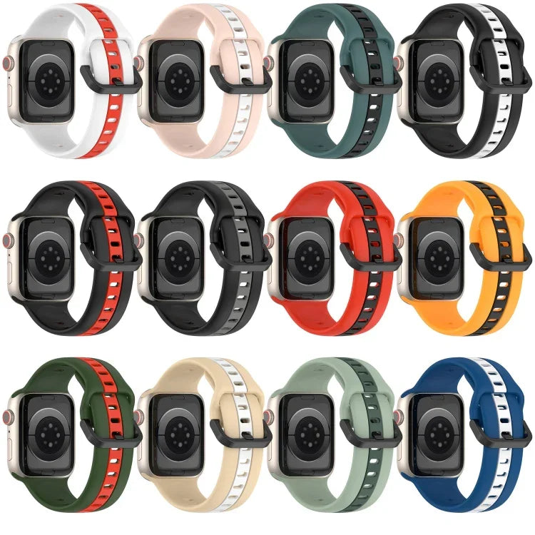 Dây đồng hồ silicone hai màu khóa vòng, Dành cho Apple Watch Ultra 49mm, Dành cho Apple Watch Series 8&7 45mm, Dành cho Apple Watch Series 8&7 41mm