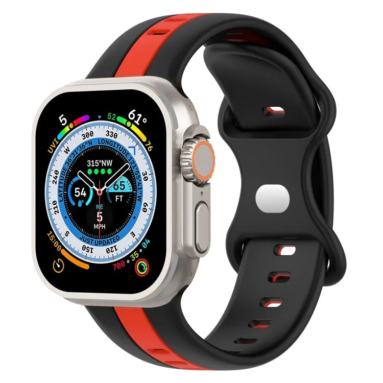 Dây đồng hồ silicone hai màu khóa bướm, Dành cho Apple Watch Ultra 49mm, Dành cho Apple Watch Series 8&7 45mm, Dành cho Apple Watch Series 8&7 41mm