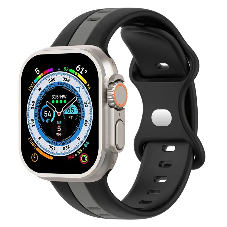 Dây đồng hồ silicone hai màu khóa bướm, Dành cho Apple Watch Ultra 49mm, Dành cho Apple Watch Series 8&7 45mm, Dành cho Apple Watch Series 8&7 41mm