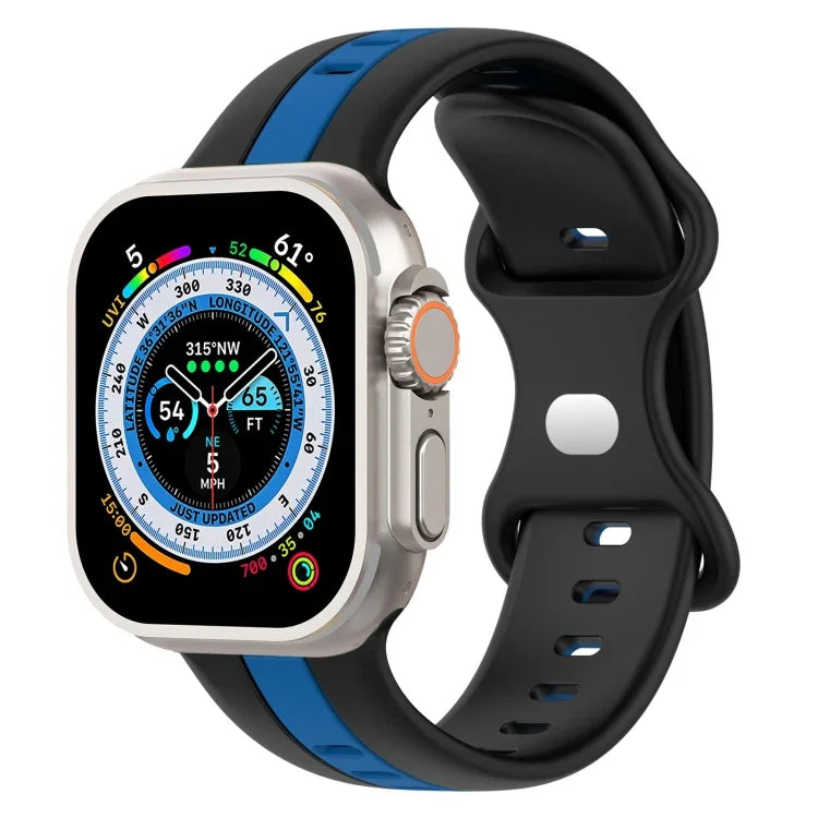 Dây đồng hồ silicone hai màu khóa bướm, Dành cho Apple Watch Ultra 49mm, Dành cho Apple Watch Series 8&7 45mm, Dành cho Apple Watch Series 8&7 41mm