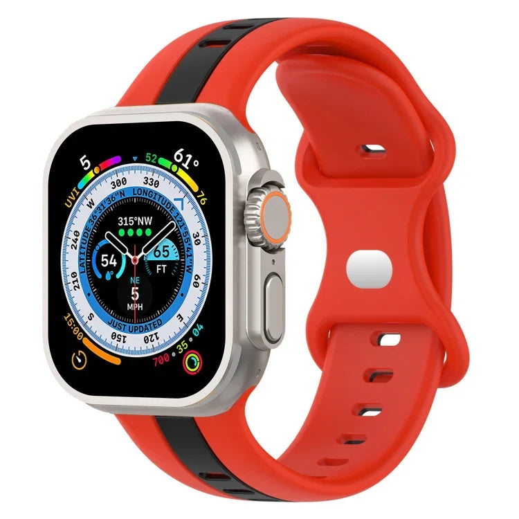 Dây đồng hồ silicone hai màu khóa bướm, Dành cho Apple Watch Ultra 49mm, Dành cho Apple Watch Series 8&7 45mm, Dành cho Apple Watch Series 8&7 41mm