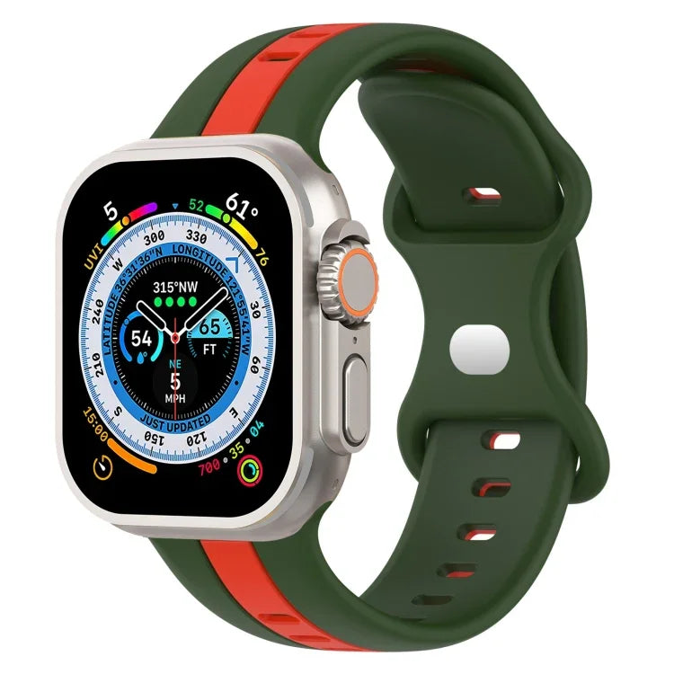 Dây đồng hồ silicone hai màu khóa bướm, Dành cho Apple Watch Ultra 49mm, Dành cho Apple Watch Series 8&7 45mm, Dành cho Apple Watch Series 8&7 41mm