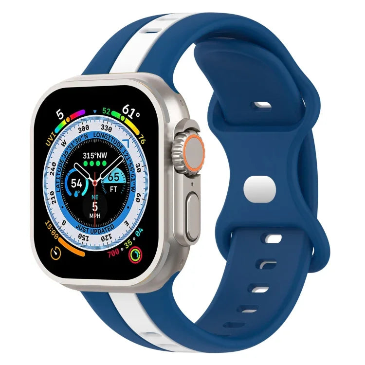 Dây đồng hồ silicone hai màu khóa bướm, Dành cho Apple Watch Ultra 49mm, Dành cho Apple Watch Series 8&7 45mm, Dành cho Apple Watch Series 8&7 41mm