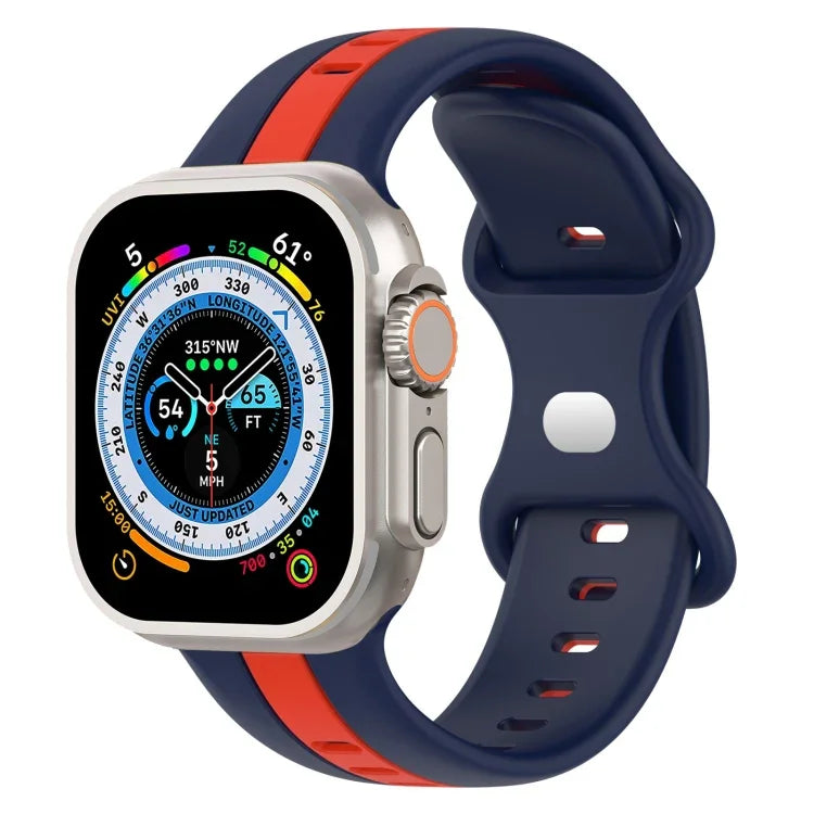 Dây đồng hồ silicone hai màu khóa bướm, Dành cho Apple Watch Ultra 49mm, Dành cho Apple Watch Series 8&7 45mm, Dành cho Apple Watch Series 8&7 41mm