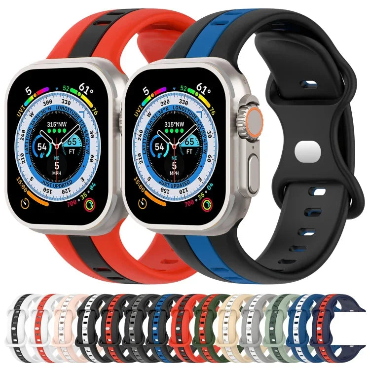Dây đồng hồ silicone hai màu khóa bướm, Dành cho Apple Watch Ultra 49mm, Dành cho Apple Watch Series 8&7 45mm, Dành cho Apple Watch Series 8&7 41mm