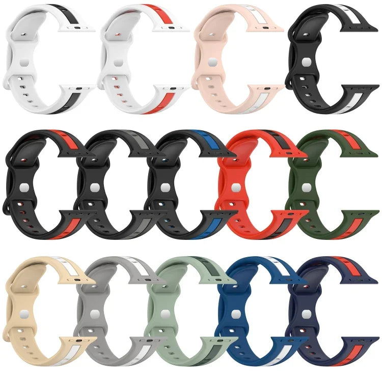 Dây đồng hồ silicone hai màu khóa bướm, Dành cho Apple Watch Ultra 49mm, Dành cho Apple Watch Series 8&7 45mm, Dành cho Apple Watch Series 8&7 41mm