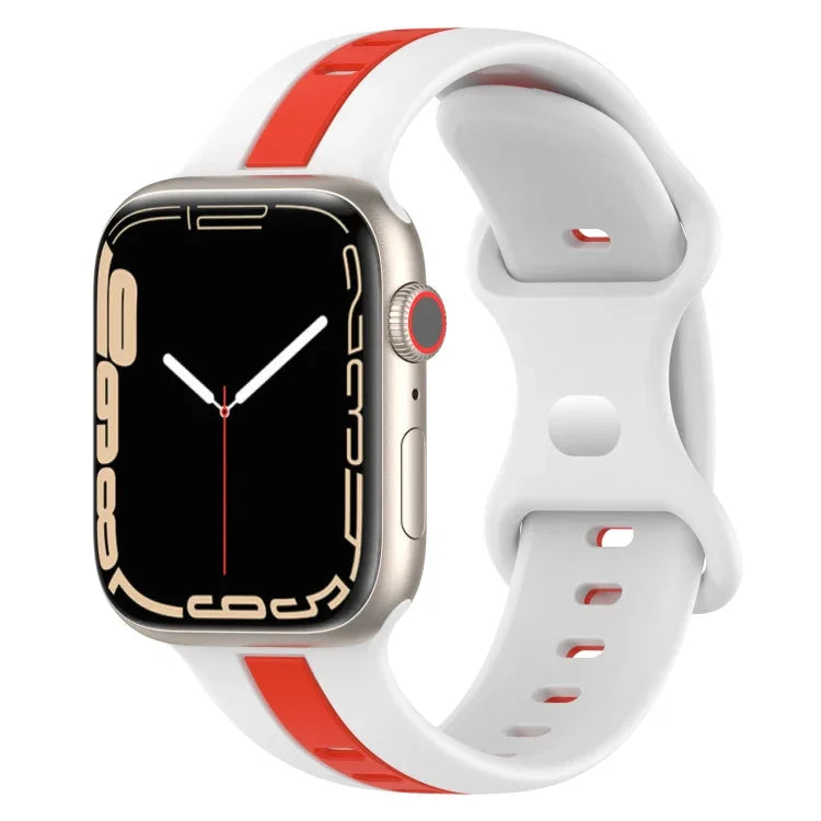 Dây đồng hồ silicone hai màu khóa bướm, Dành cho Apple Watch Ultra 49mm, Dành cho Apple Watch Series 8&7 45mm, Dành cho Apple Watch Series 8&7 41mm