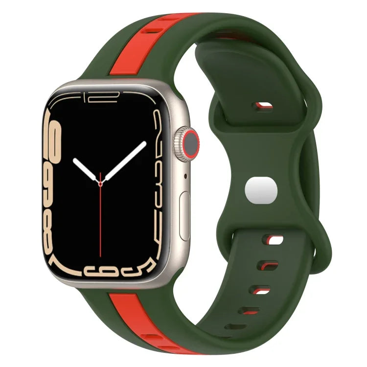 Dây đồng hồ silicone hai màu khóa bướm, Dành cho Apple Watch Ultra 49mm, Dành cho Apple Watch Series 8&7 45mm, Dành cho Apple Watch Series 8&7 41mm