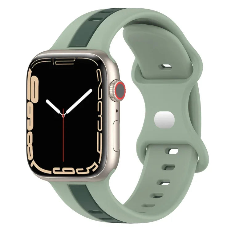 Dây đồng hồ silicone hai màu khóa bướm, Dành cho Apple Watch Ultra 49mm, Dành cho Apple Watch Series 8&7 45mm, Dành cho Apple Watch Series 8&7 41mm