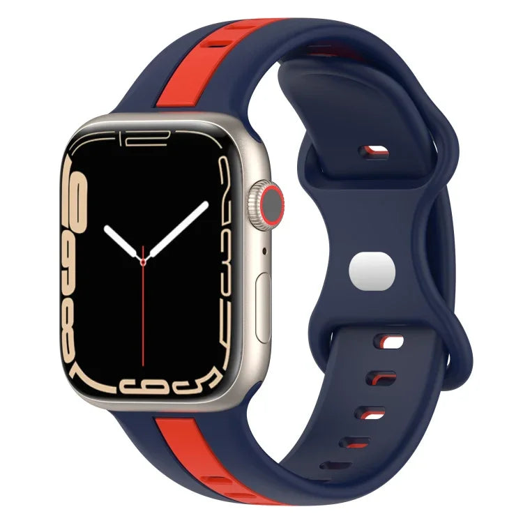 Dây đồng hồ silicone hai màu khóa bướm, Dành cho Apple Watch Ultra 49mm, Dành cho Apple Watch Series 8&7 45mm, Dành cho Apple Watch Series 8&7 41mm