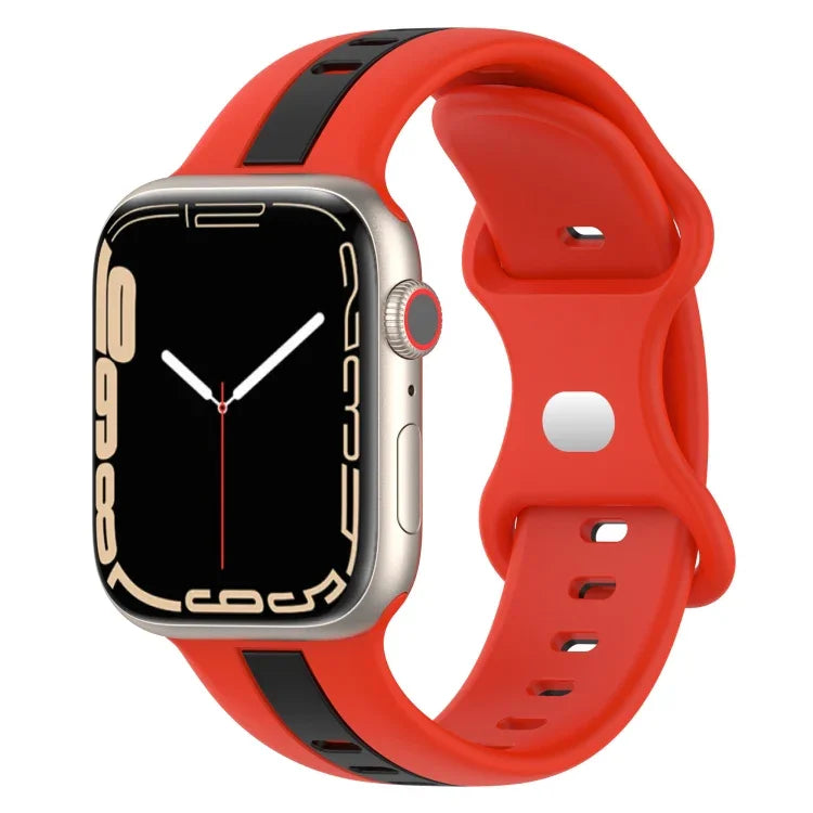 Dây đồng hồ silicone hai màu khóa bướm, Dành cho Apple Watch Ultra 49mm, Dành cho Apple Watch Series 8&7 45mm, Dành cho Apple Watch Series 8&7 41mm