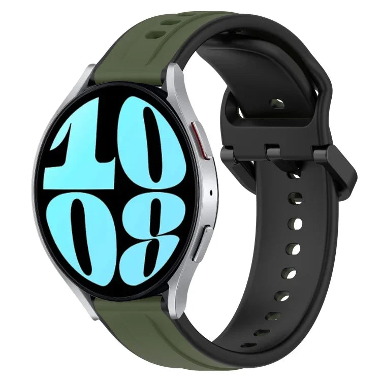 Dây đồng hồ silicone hai màu vòng lồi 20mm, cho Samsung Galaxy Watch 6 40mm, cho Samsung Galaxy Watch 6 Classic 43mm