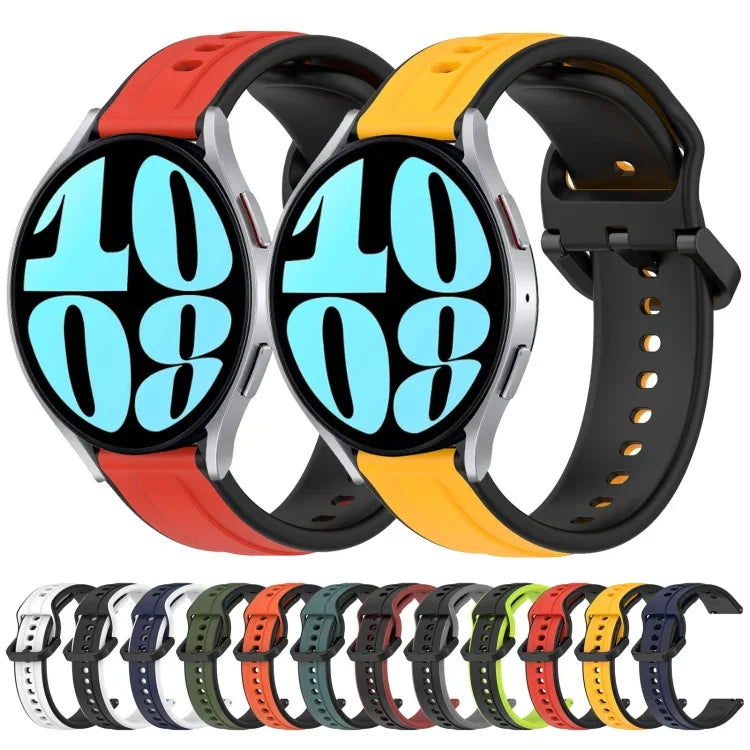 Dây đồng hồ silicone hai màu vòng lồi 20mm, cho Samsung Galaxy Watch 6 40mm, cho Samsung Galaxy Watch 6 Classic 43mm