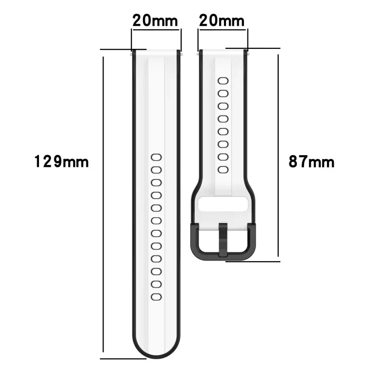 Dây đồng hồ silicone hai màu vòng lồi 20mm, cho Samsung Galaxy Watch 6 40mm, cho Samsung Galaxy Watch 6 Classic 43mm