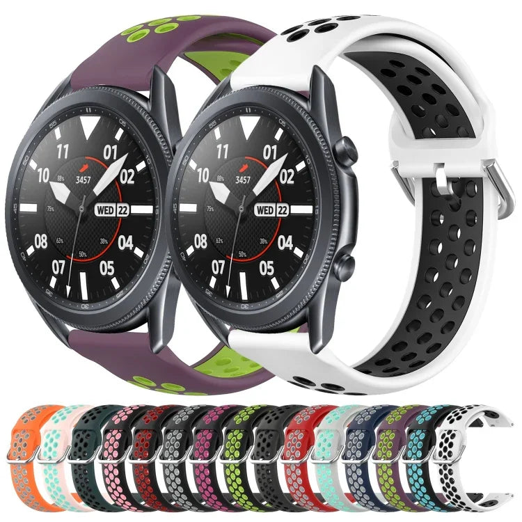 Dây đồng hồ silicone thể thao thoáng khí có lỗ 22mm, cho Samsung Galaxy Watch3 45mm, cho Samsung Gear S3 Classic, cho Samsung Gear S3 Frontier