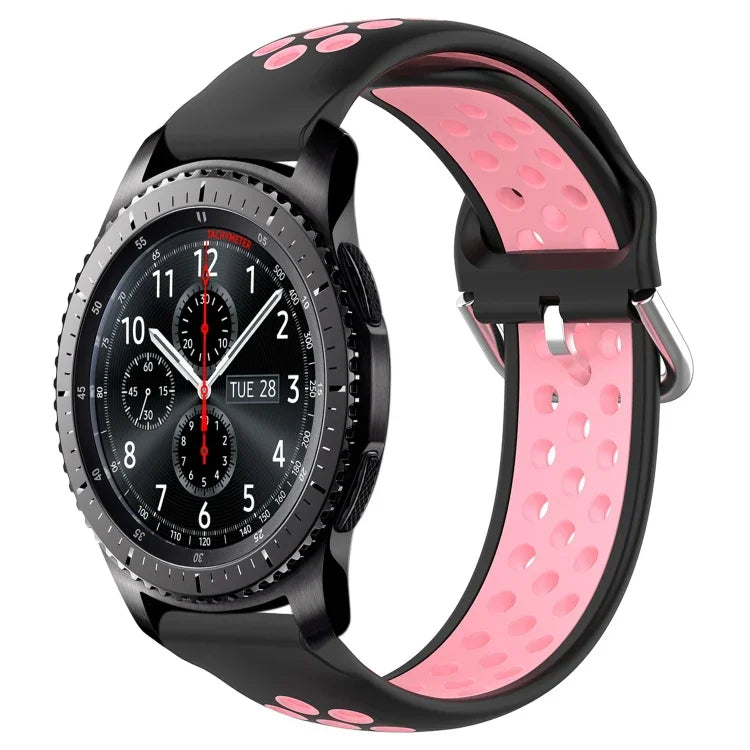 Dây đồng hồ silicone thể thao thoáng khí có lỗ 22mm, cho Samsung Galaxy Watch3 45mm, cho Samsung Gear S3 Classic, cho Samsung Gear S3 Frontier