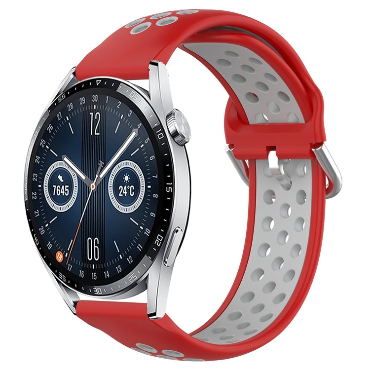 22mm Perforated Breathable Sports Silicone Watch Band, For Huawei Watch GT3 46mm, For Huawei Watch GT Runner, For Huawei Watch 3
