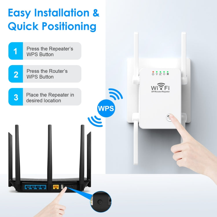Bộ mở rộng bộ lặp WiFi không dây 300Mbps U8, bộ khuếch đại tín hiệu Wi-Fi, phích cắm US, phích cắm EU