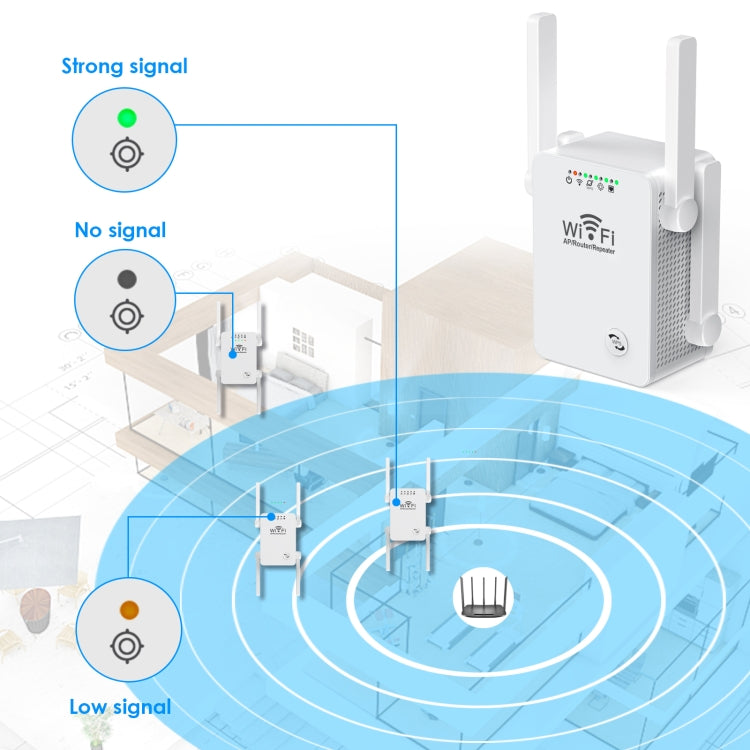 Bộ mở rộng bộ lặp WiFi không dây 300Mbps U8, bộ khuếch đại tín hiệu Wi-Fi, phích cắm US, phích cắm EU