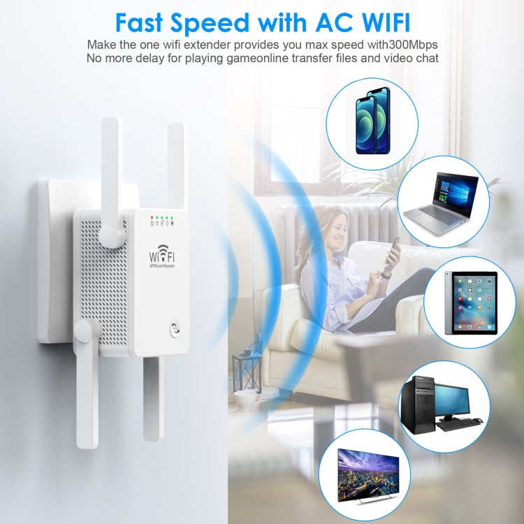 Bộ mở rộng bộ lặp WiFi không dây 300Mbps U8, bộ khuếch đại tín hiệu Wi-Fi, phích cắm US, phích cắm EU