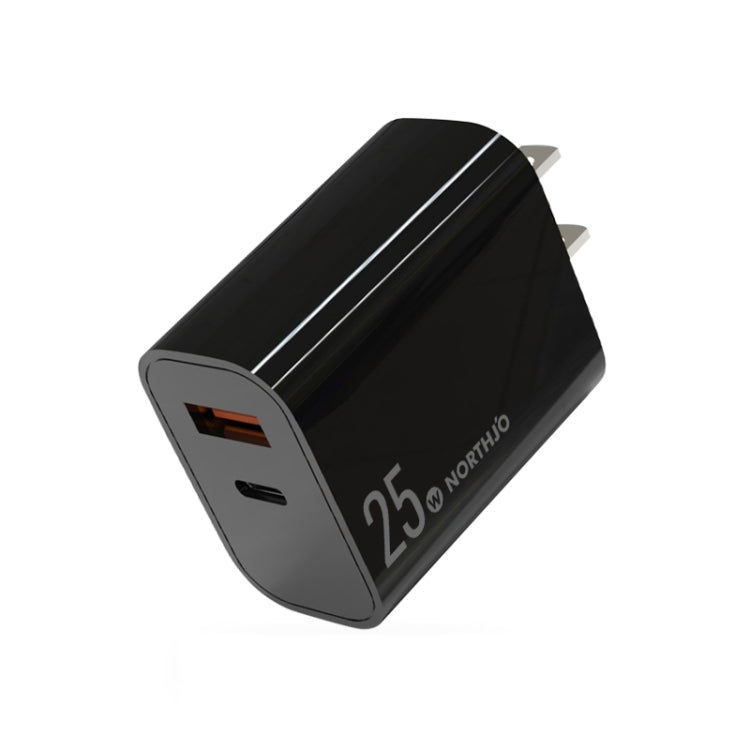 NORTHJO NOPD2502 Sạc nhanh PD 25W USB-C/Type-C + QC 3.0 USB cổng đôi, phích cắm US, EU, UK, AU