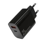 NORTHJO NOPD2502 Sạc nhanh PD 25W USB-C/Type-C + QC 3.0 USB cổng đôi, phích cắm US, EU, UK, AU