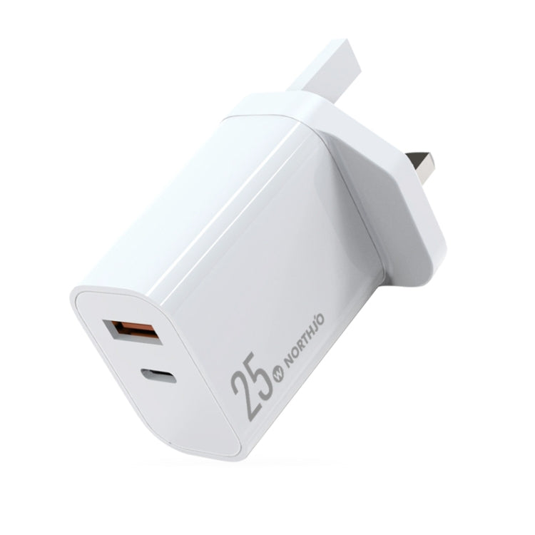 NORTHJO NOPD2502 Sạc nhanh PD 25W USB-C/Type-C + QC 3.0 USB cổng đôi, phích cắm US, EU, UK, AU