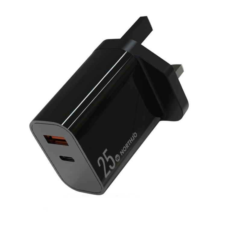 NORTHJO NOPD2502 Sạc nhanh PD 25W USB-C/Type-C + QC 3.0 USB cổng đôi, phích cắm US, EU, UK, AU