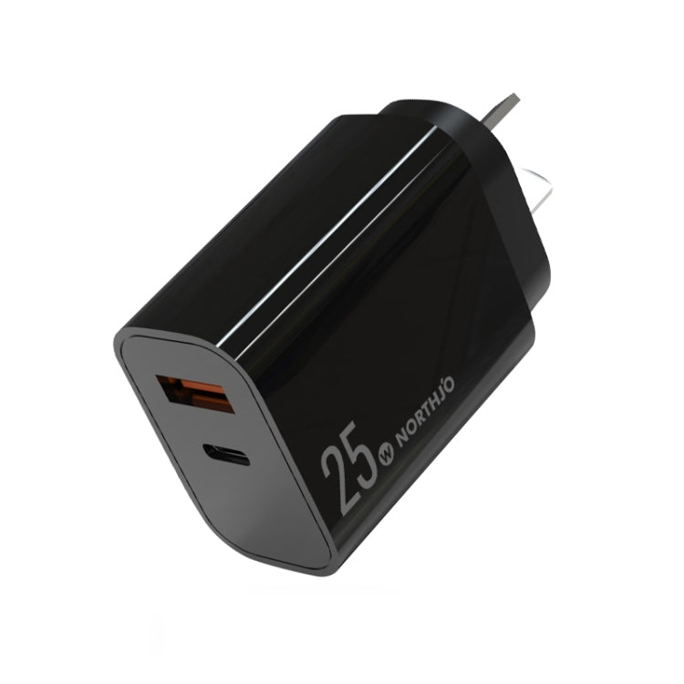 NORTHJO NOPD2502 Sạc nhanh PD 25W USB-C/Type-C + QC 3.0 USB cổng đôi, phích cắm US, EU, UK, AU