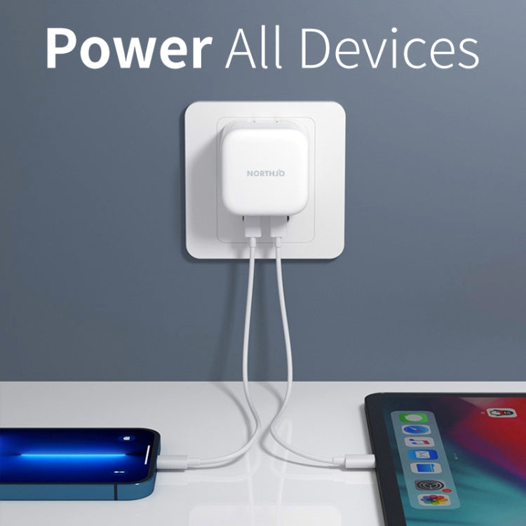 Bộ sạc nhanh GaN PD PPS 35W cổng đôi USB-C / Type-C NORTHJO NOGAN3502, phích cắm EU, phích cắm UK