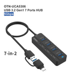 Trạm kết nối Onten UCA5306 7 trong 2 USB3.0 + Type-C 7 cổng hỗ trợ chức năng OTG, UCA5306