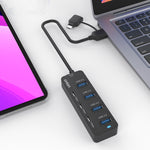 Trạm kết nối Onten UCA5306 7 trong 2 USB3.0 + Type-C 7 cổng hỗ trợ chức năng OTG, UCA5306