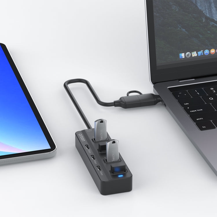 Trạm kết nối Onten UCA5306 7 trong 2 USB3.0 + Type-C 7 cổng hỗ trợ chức năng OTG, UCA5306