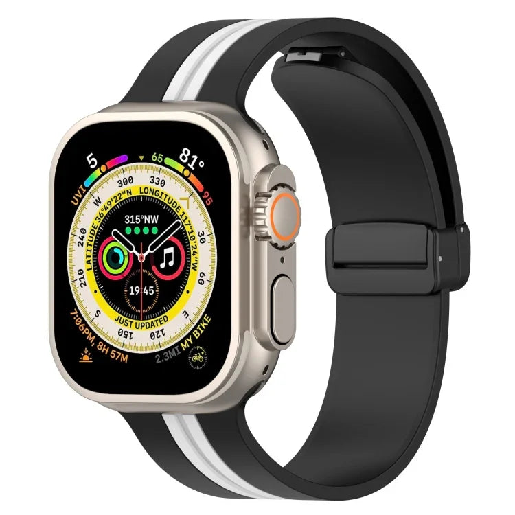 Dây đồng hồ silicone hai màu khóa nam châm, Dành cho Apple Watch Ultra 49mm, Dành cho Apple Watch Series 8&7 45mm, Dành cho Apple Watch Series 8&7 41mm