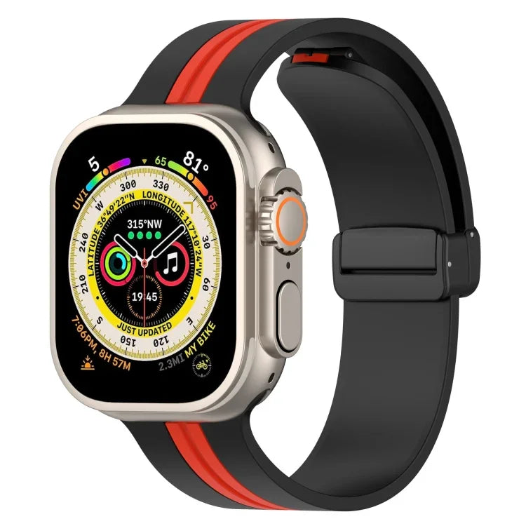 Dây đồng hồ silicone hai màu khóa nam châm, Dành cho Apple Watch Ultra 49mm, Dành cho Apple Watch Series 8&7 45mm, Dành cho Apple Watch Series 8&7 41mm