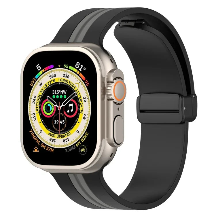 Dây đồng hồ silicone hai màu khóa nam châm, Dành cho Apple Watch Ultra 49mm, Dành cho Apple Watch Series 8&7 45mm, Dành cho Apple Watch Series 8&7 41mm