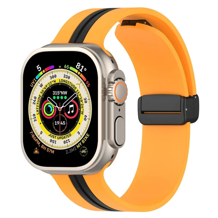 Dây đồng hồ silicone hai màu khóa nam châm, Dành cho Apple Watch Ultra 49mm, Dành cho Apple Watch Series 8&7 45mm, Dành cho Apple Watch Series 8&7 41mm