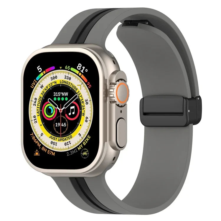 Dây đồng hồ silicone hai màu khóa nam châm, Dành cho Apple Watch Ultra 49mm, Dành cho Apple Watch Series 8&7 45mm, Dành cho Apple Watch Series 8&7 41mm
