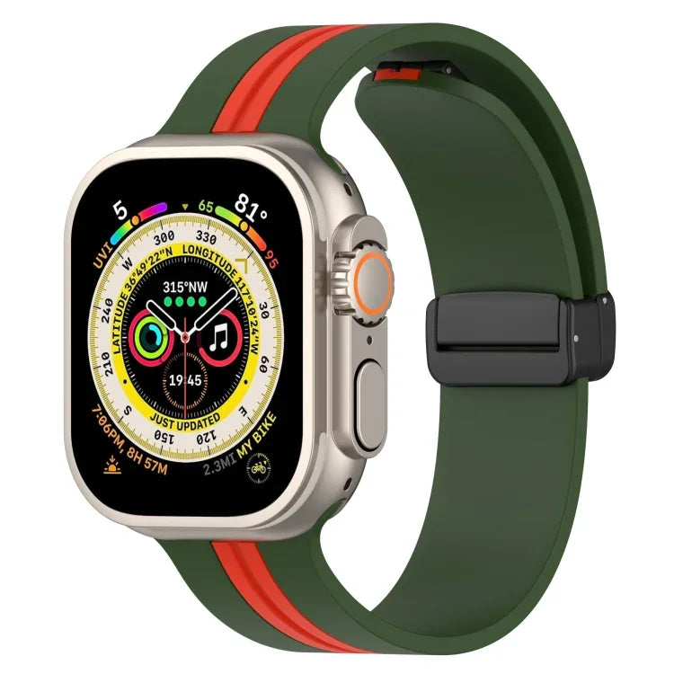 Dây đồng hồ silicone hai màu khóa nam châm, Dành cho Apple Watch Ultra 49mm, Dành cho Apple Watch Series 8&7 45mm, Dành cho Apple Watch Series 8&7 41mm