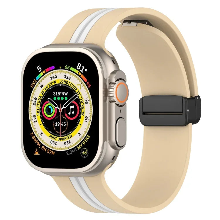 Dây đồng hồ silicone hai màu khóa nam châm, Dành cho Apple Watch Ultra 49mm, Dành cho Apple Watch Series 8&7 45mm, Dành cho Apple Watch Series 8&7 41mm