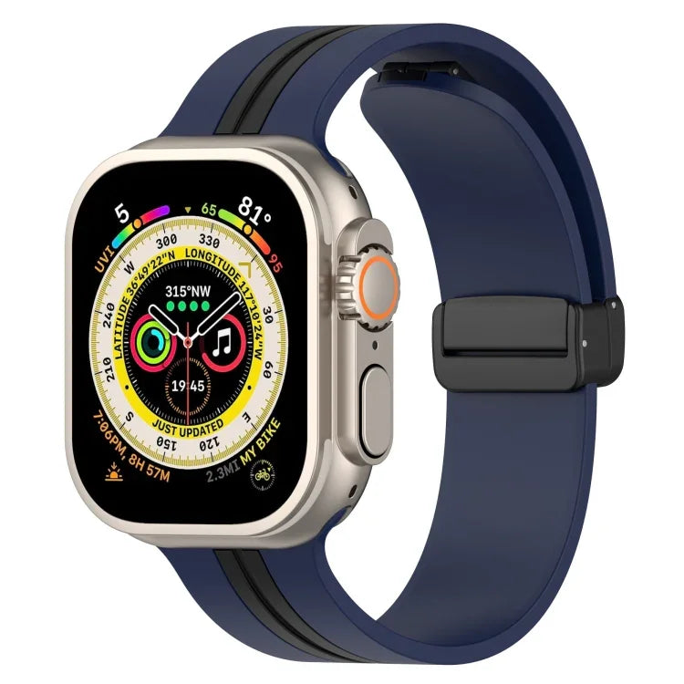 Dây đồng hồ silicone hai màu khóa nam châm, Dành cho Apple Watch Ultra 49mm, Dành cho Apple Watch Series 8&7 45mm, Dành cho Apple Watch Series 8&7 41mm